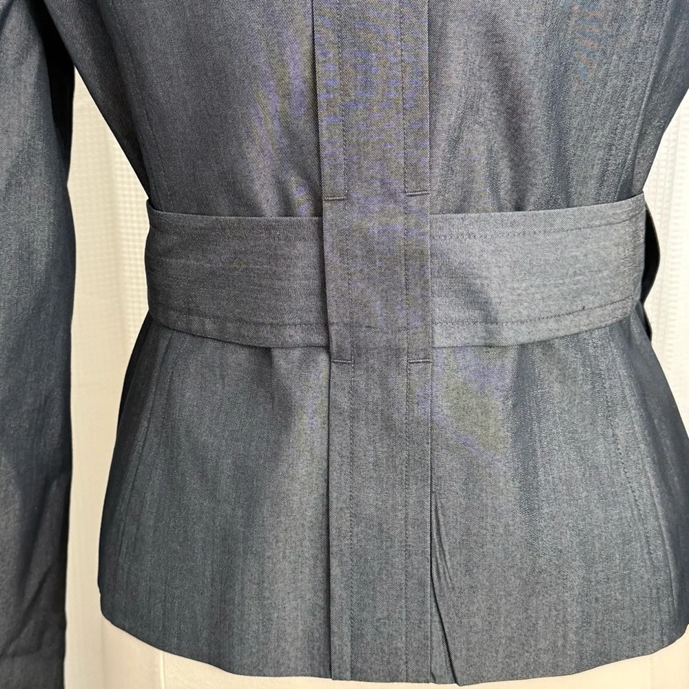 Platinum by Larry Levine Women's Front Snap/Tie Long Sleeve Blazer, Gray, Sz 12 - Picture 7 of 8